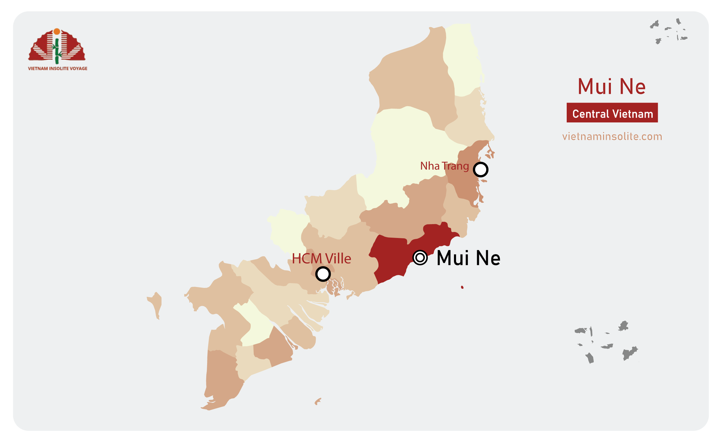 Mui Ne - environ 4 heures et demie au nord de Ho Chi Minh Ville (Saigon),3 heures et demie de Nha Trang.