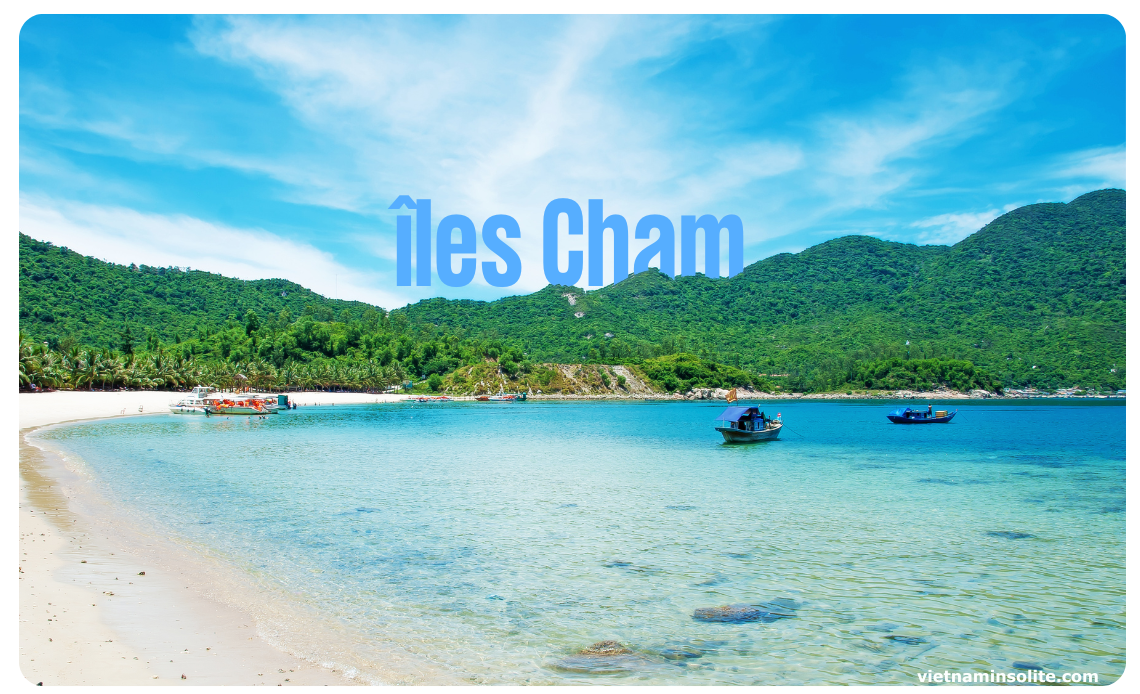 Les îles Cham, ou Cu Lao Cham, forment un groupe de 8 îles couvrant environ 15 km² dans la commune de Tan Hiep, ville de Hoi An, province de Quang Nam.