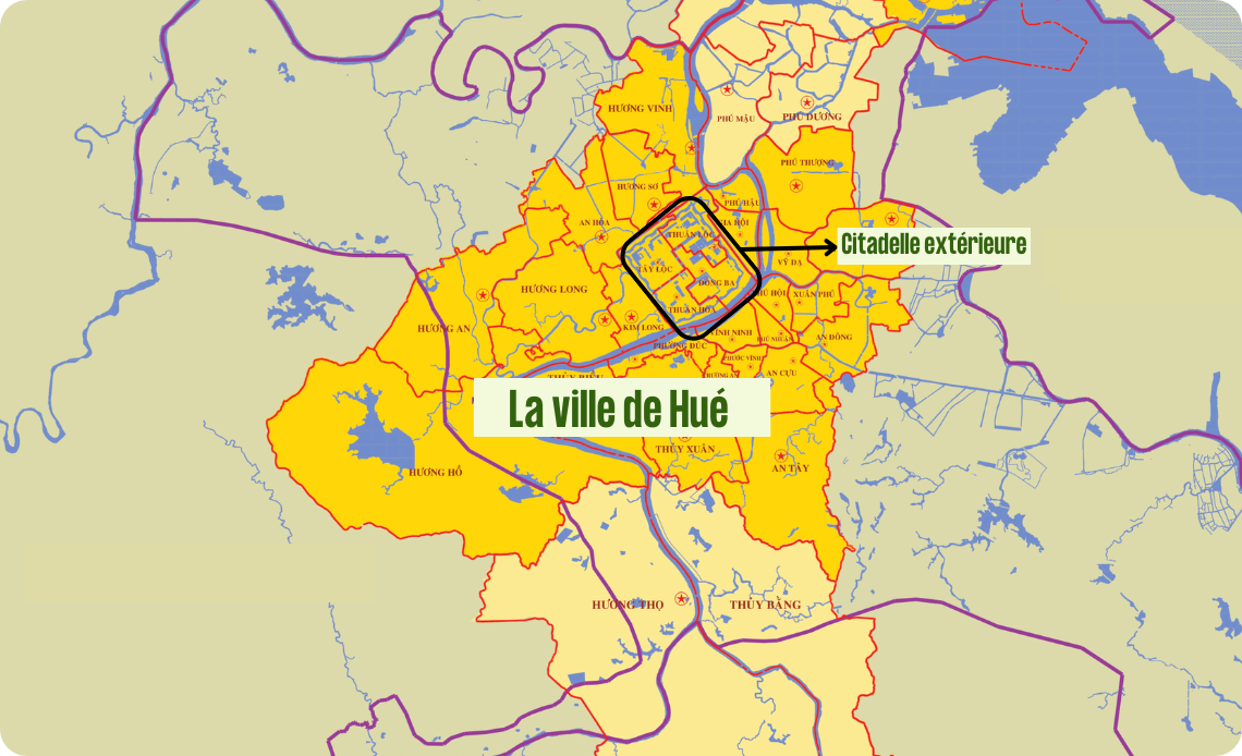 Carte de la citadelle extérieure de Hue