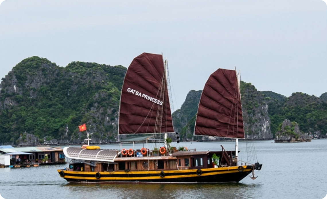 catba sailing junk ou cat ba jonque en francais