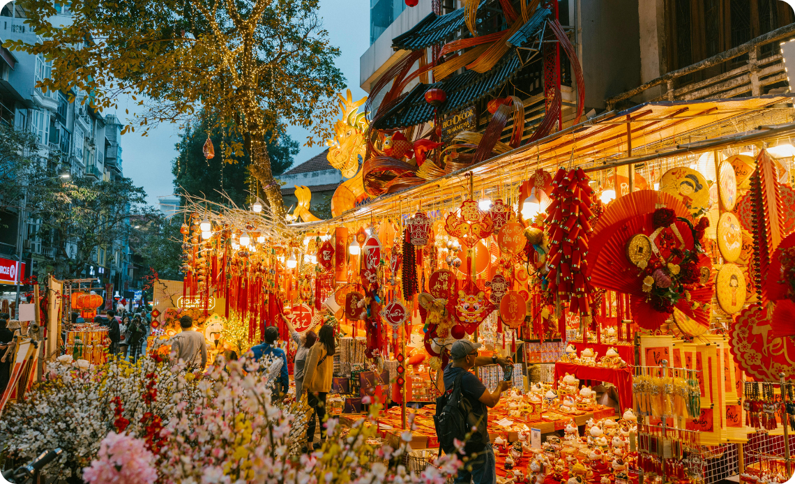 marché des fleurs et plantes du Tet Vietnamien